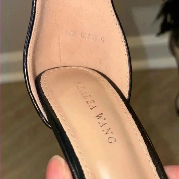 Black Heels with Feather Embellishment and Stiletto Heel - Picture 2 of 3